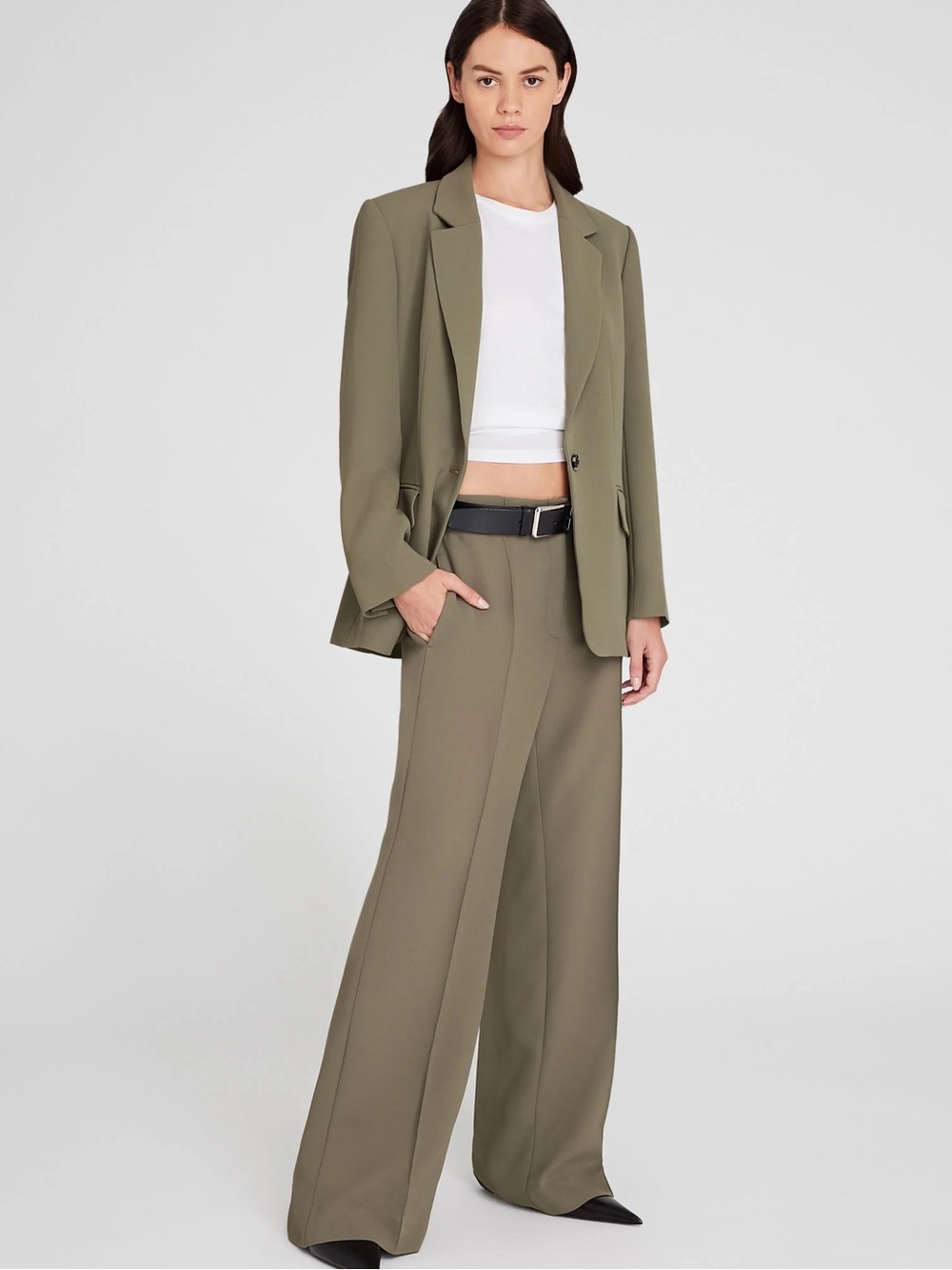 Club Monaco Olive Crepe Suit set (Blazer + Trouser)